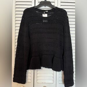 NWT H&M Divided Pointelle-Knit Peplum Sweater Black Sz M SOLD OUT MSRP $39.99